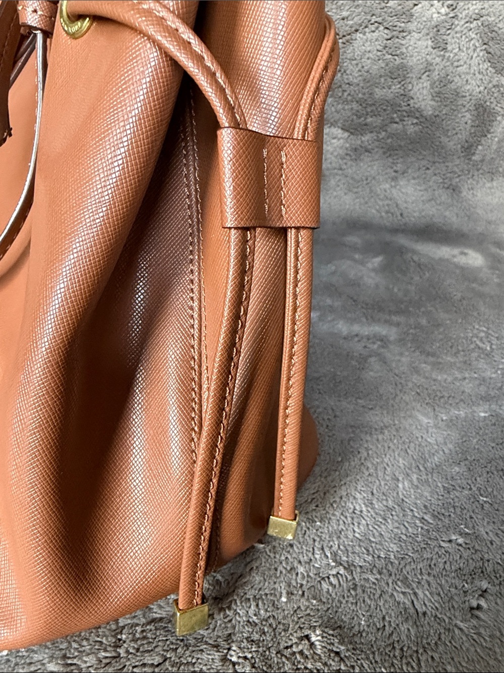 Authentic Coach Peyton Carryall Brown Drawstring Saffiano Leather Tote/Bag - Picture 7 of 16